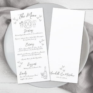 Hand Drawn Gray Whimsical Wedding Menu