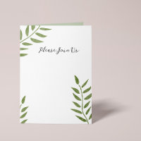 Hand-drawn green artistic leaf branch