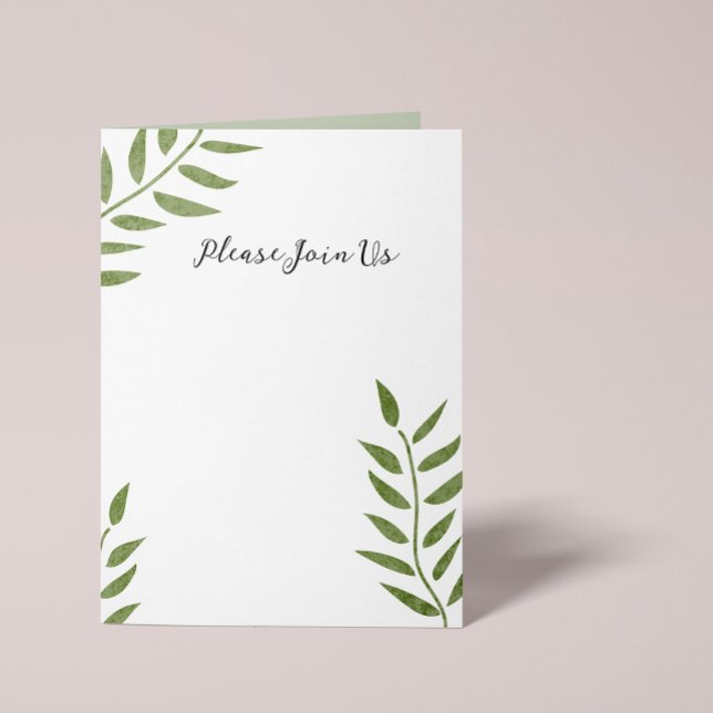 Hand-drawn green artistic leaf branch invitation (Creator Uploaded)