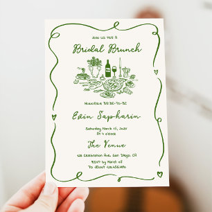 Hand Drawn Green Bridal Shower Invitation