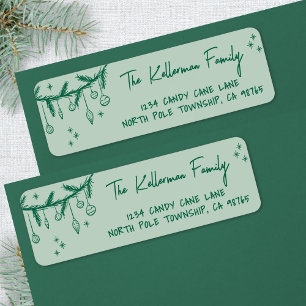 Hand Drawn Green Christmas Return Address Label