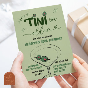 Hand Drawn Green Dirty Martini Adult Birthday Invitation
