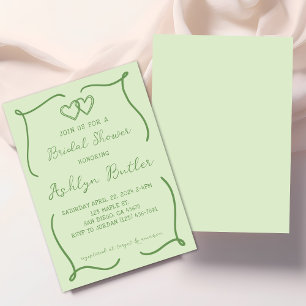 Hand Drawn Green Frame Bridal Shower Invitation