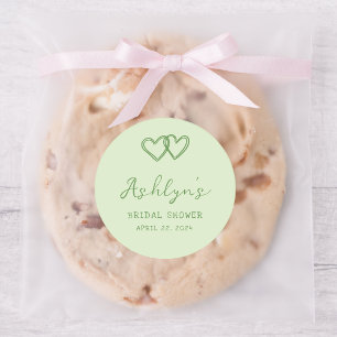 Hand Drawn Green Heart Bridal Shower Sticker
