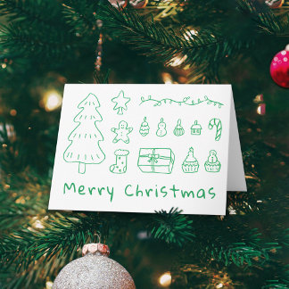 Hand Drawn Green Merry Christmas Card