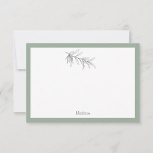 Hand Drawn Green Olive Leaves Card