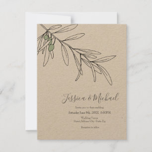 Hand Drawn Green Olive Leaves Invitation