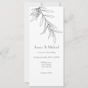 Hand Drawn Green Olive Leaves   Invitation