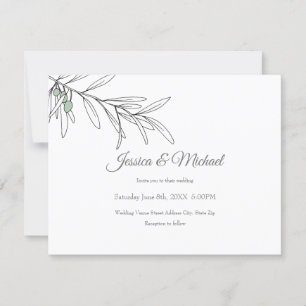 Hand Drawn Green Olive Leaves Invitation
