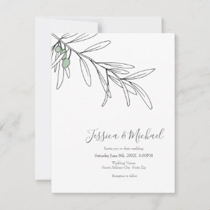 Hand Drawn Green Olive Leaves Invitation