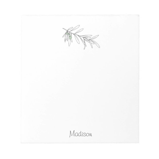 Hand Drawn Green Olive Leaves Notepad (Front)