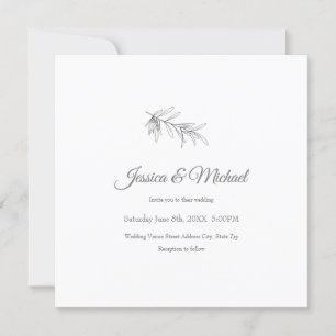 Hand Drawn Green Olives Leaves Invitation