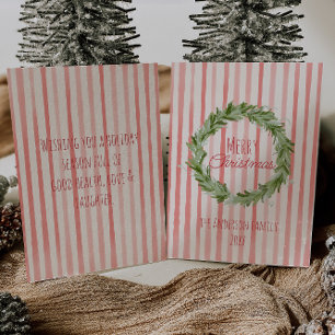 Hand Drawn Green Red Christmas Wreath Non-Photo Holiday Card