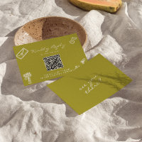 Hand Drawn Green Romantic QR Code Wedding