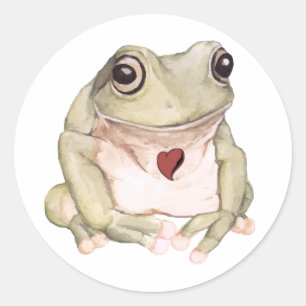 Hand drawn green tree frog classic round sticker