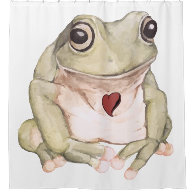 Hand drawn green tree frog   shower curtain (Front)