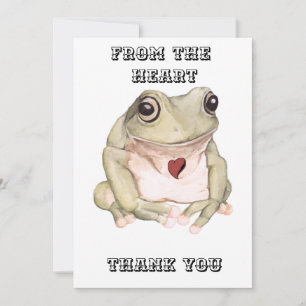 Hand drawn green tree frog   thank you card