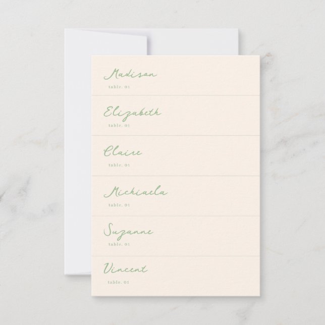 Hand Drawn Green Wedding Place Card DIY (Front)