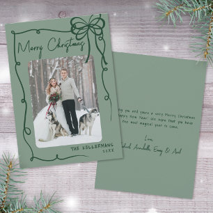 Hand Drawn Green Whimsical Merry Christmas Holiday Card
