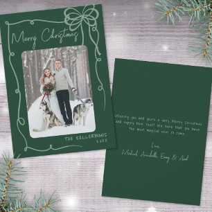 Hand Drawn Green Whimsical Merry Christmas Holiday Card
