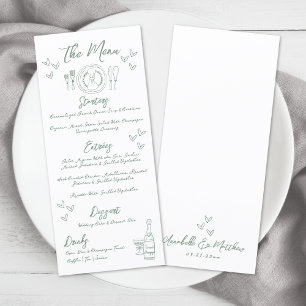 Hand Drawn Green Whimsical Wedding Menu