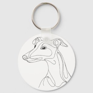 Hand Drawn Greyhound Line Art - Minimalist Design Key Ring