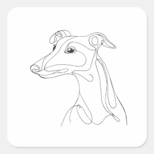Hand Drawn Greyhound Line Art - Minimalist Design Square Sticker