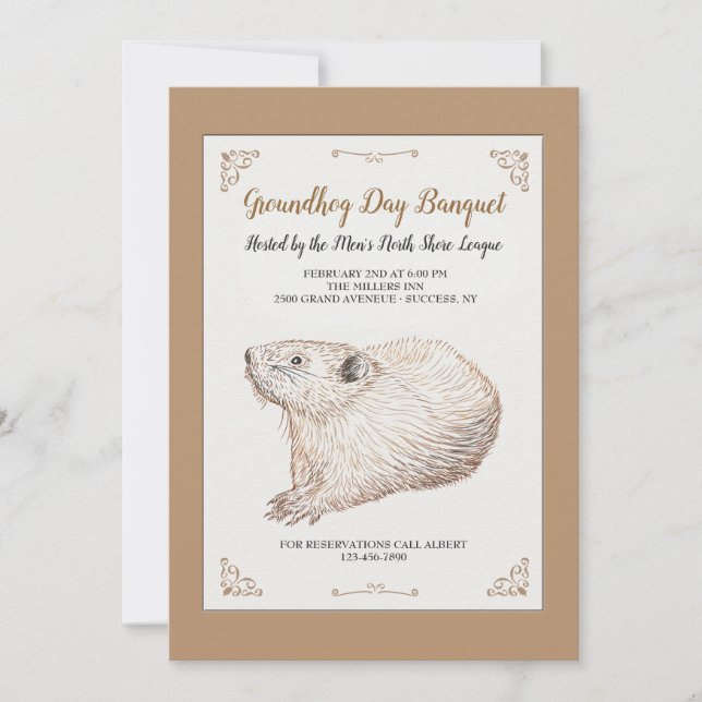 Hand-drawn Groundhog Day Invitations (Front)