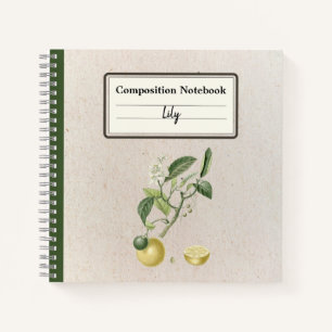 Hand Drawn Growing Lemons Composition Personalised Notebook