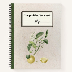 Hand Drawn Growing Lemons Personalised Composition Notebook