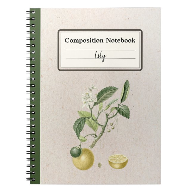 Hand Drawn Growing Lemons Personalised Composition Notebook (Front)