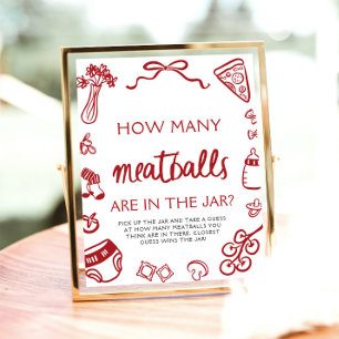 Hand Drawn Guess How Many Meatballs Baby Shower  Poster