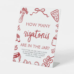 Hand Drawn Guess How Many Rigatonis Baby Shower  Pedestal Sign