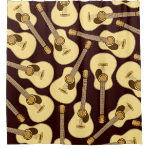 Hand drawn guitar seamless pattern shower curtain