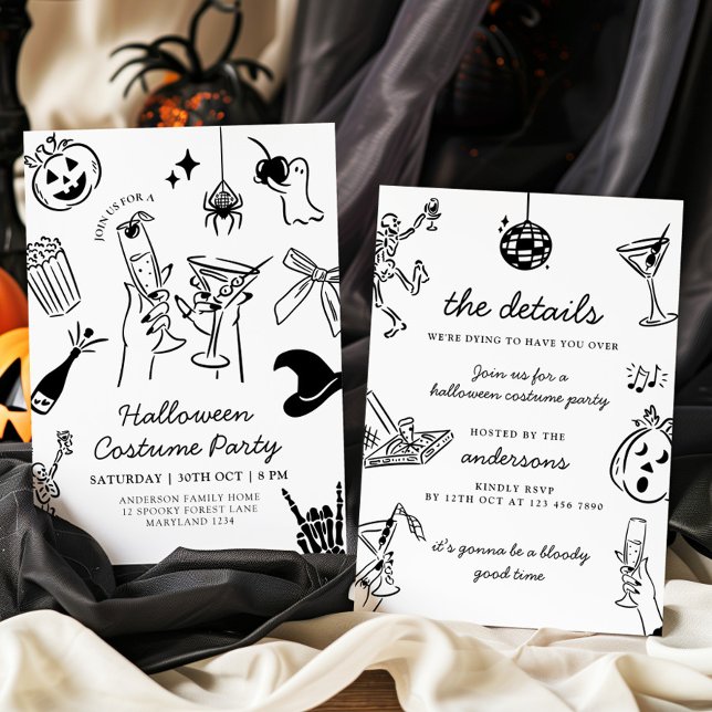 Hand Drawn Halloween Costume Party Invitation (Creator Uploaded)