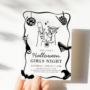 Hand Drawn Halloween Girls Night Invitation