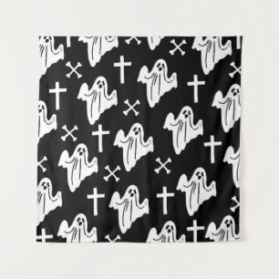 Hand Drawn Halloween Pattern Background Tapestry