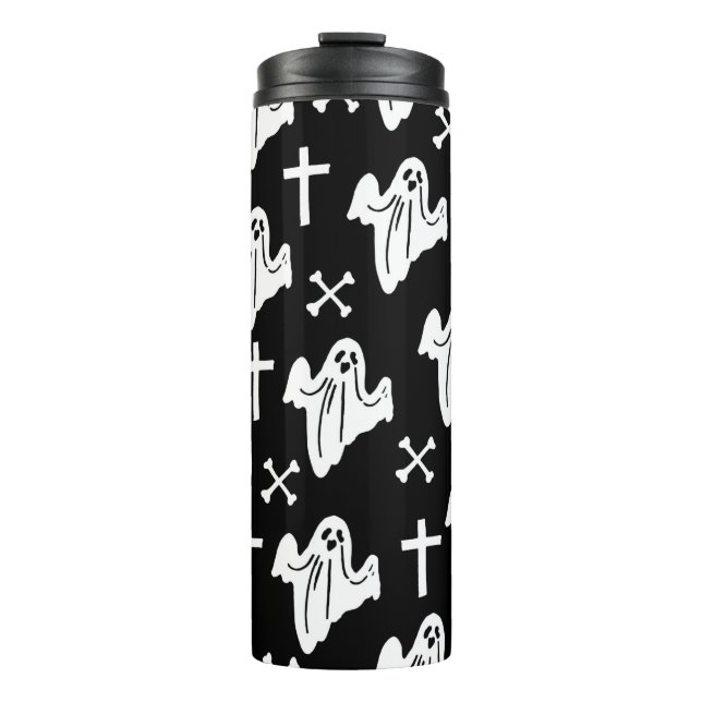Hand Drawn Halloween Pattern Background Thermal Tumbler (Front)