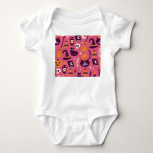 Hand-drawn Halloween, spooky seamless pattern. Baby Bodysuit