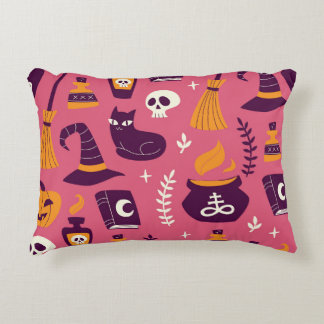 Hand-drawn Halloween, spooky seamless pattern. Decorative Cushion
