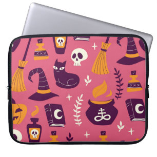 Hand-drawn Halloween, spooky seamless pattern. Laptop Sleeve