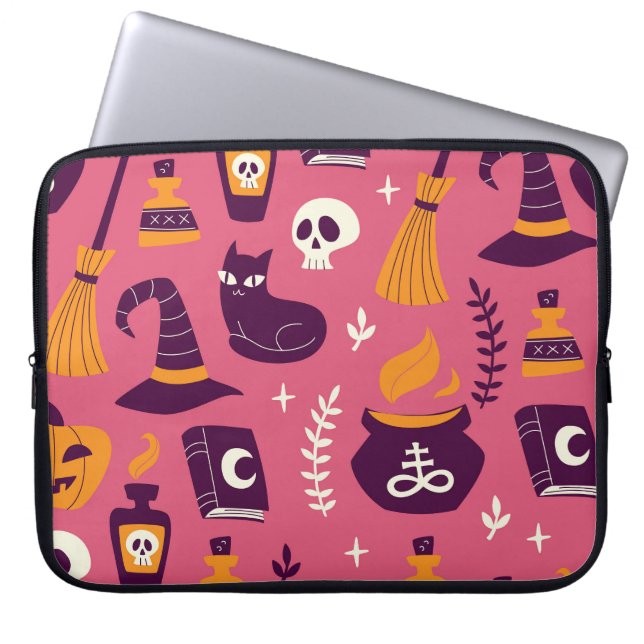Hand-drawn Halloween, spooky seamless pattern. Laptop Sleeve (Front)
