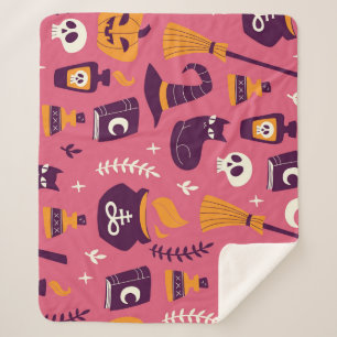 Hand-drawn Halloween, spooky seamless pattern. Sherpa Blanket