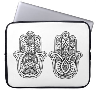 Hand Drawn Hamsa With Ornaments Laptop Sleeve