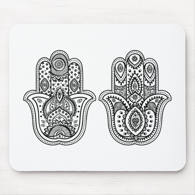 Hand Drawn Hamsa With Ornaments Mouse Pad (Front)
