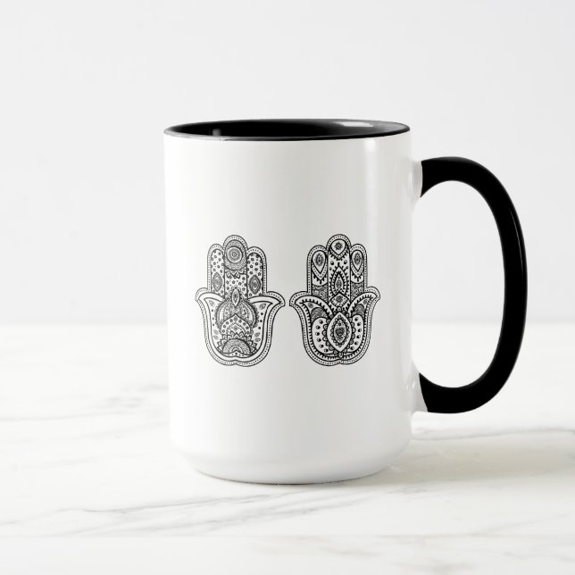 Hand Drawn Hamsa With Ornaments Mug (Right)