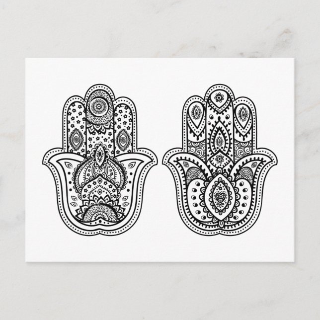 Hand Drawn Hamsa With Ornaments Postcard (Front)