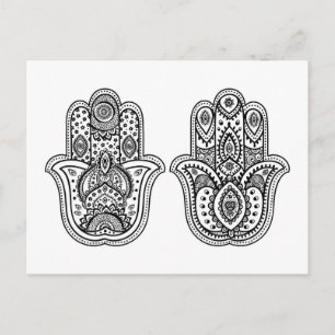 Hand Drawn Hamsa With Ornaments Postcard