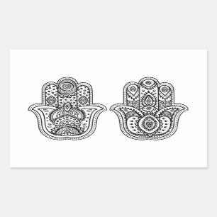 Hand Drawn Hamsa With Ornaments Rectangular Sticker