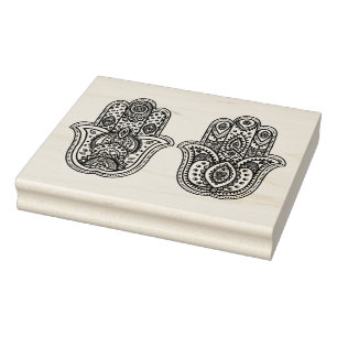 Hand Drawn Hamsa With Ornaments Rubber Stamp